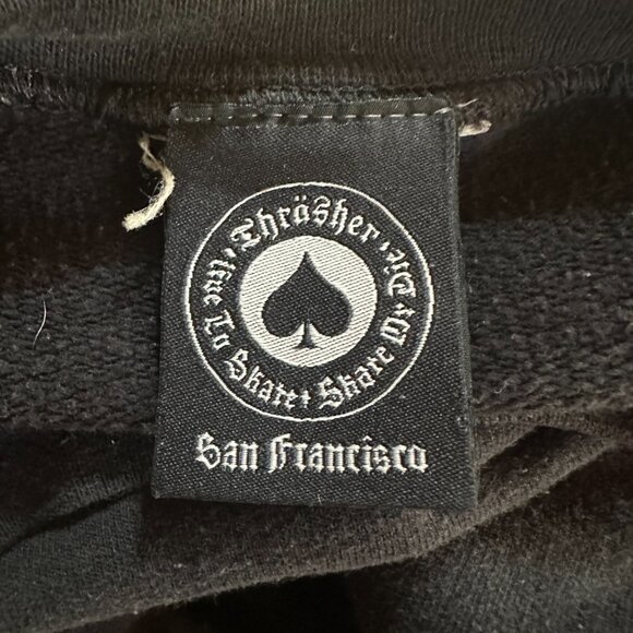 Thrasher Japanese Spellout Black Crewneck Sweater Size Medium Cotton Polyester - Picture 3 of 4